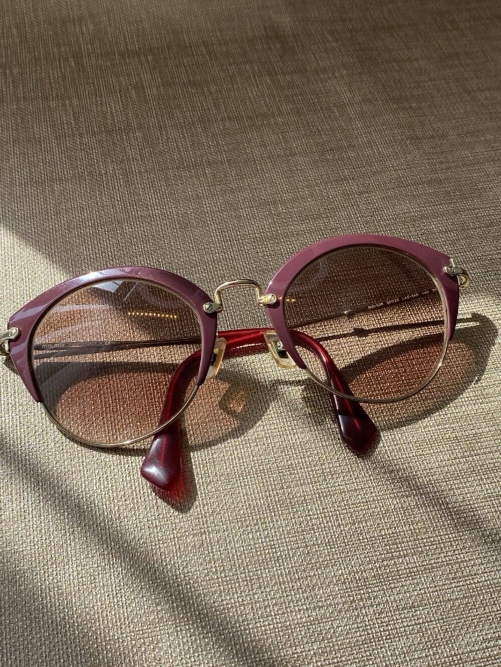 Miu Miu SMU53R Sunglasses UA5-0A6 Purple Gold Cat Eye Italy 52-23 140